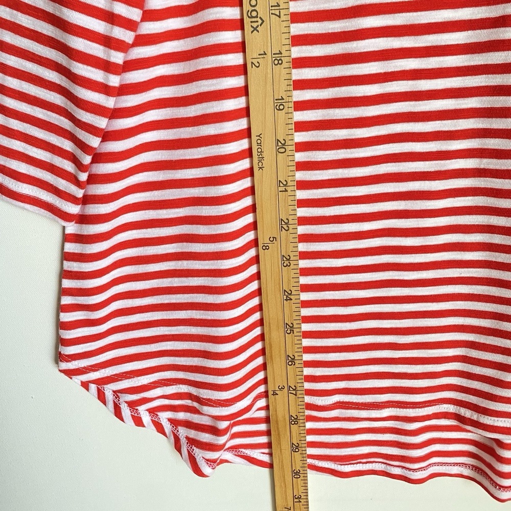 Chicos Tunic Top XL Red Striped Round Neck Long Sleeve Beaded Love Coastal - Picture 5 of 9